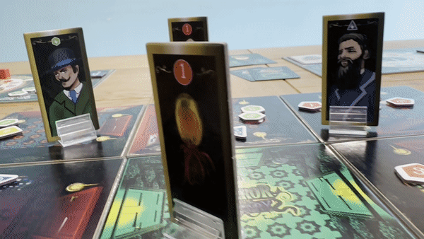 Players, monsters and room tiles in Horror in the Library