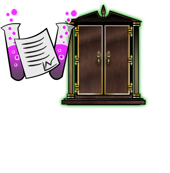 Cabinet of Fears expansion artwork with cabinet and laboratory notes